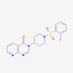 molecular formula C18H17FN4O3S B2582783 3-(1-((2-fluorophenyl)sulfonyl)piperidin-4-yl)pyrido[2,3-d]pyrimidin-4(3H)-one CAS No. 2034553-73-4