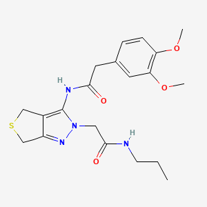 molecular formula C20H26N4O4S B2582787 2-(3,4-二甲氧基苯基)-N-(2-(2-氧代-2-(丙基氨基)乙基)-4,6-二氢-2H-噻吩[3,4-c]嘧啶-3-基)乙酰胺 CAS No. 1105203-43-7