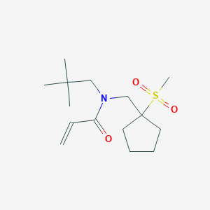 molecular formula C15H27NO3S B2582790 N-(2,2-Dimethylpropyl)-N-[(1-methylsulfonylcyclopentyl)methyl]prop-2-enamide CAS No. 2411242-23-2