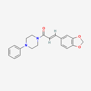 molecular formula C20H20N2O3 B2582806 1-(3-(1,3-Benzodioxol-5-YL)acryloyl)-4-phenylpiperazine 