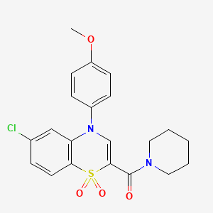 molecular formula C21H21ClN2O4S B2582857 6-chloro-4-(4-methoxyphenyl)-2-(piperidine-1-carbonyl)-4H-1lambda6,4-benzothiazine-1,1-dione CAS No. 1251698-95-9