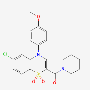 molecular formula C21H21ClN2O4S B2582857 3-(2-pyrrolidin-1-ylpyrimidin-5-yl)-N-(tetrahydrofuran-2-ylmethyl)benzamide CAS No. 1251698-95-9