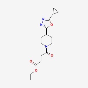 molecular formula C16H23N3O4 B2582864 Ethyl 4-[4-(5-cyclopropyl-1,3,4-oxadiazol-2-yl)piperidin-1-yl]-4-oxobutanoate CAS No. 1172732-61-4