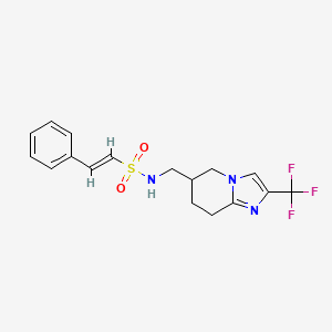 molecular formula C17H18F3N3O2S B2582868 (E)-2-Phenyl-N-[[2-(trifluoromethyl)-5,6,7,8-tetrahydroimidazo[1,2-a]pyridin-6-yl]methyl]ethenesulfonamide CAS No. 2111907-21-0