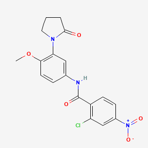 molecular formula C18H16ClN3O5 B2582872 2-chloro-N-(4-methoxy-3-(2-oxopyrrolidin-1-yl)phenyl)-4-nitrobenzamide CAS No. 941934-48-1