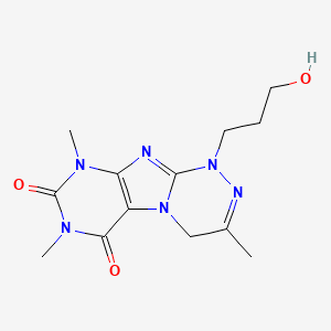 molecular formula C13H18N6O3 B2582952 1-(3-hydroxypropyl)-3,7,9-trimethyl-7,9-dihydro-[1,2,4]triazino[3,4-f]purine-6,8(1H,4H)-dione CAS No. 898440-52-3