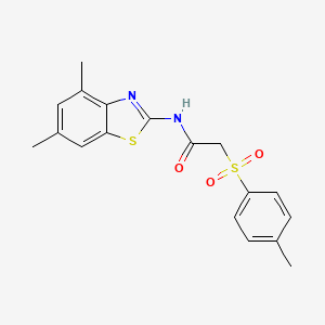 molecular formula C18H18N2O3S2 B2582970 N-(4,6-dimethyl-1,3-benzothiazol-2-yl)-2-(4-methylbenzenesulfonyl)acetamide CAS No. 895442-94-1