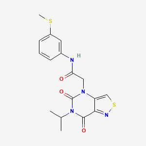 molecular formula C17H18N4O3S2 B2583006 2-(6-isopropyl-5,7-dioxo-6,7-dihydroisothiazolo[4,3-d]pyrimidin-4(5H)-yl)-N-(3-(methylthio)phenyl)acetamide CAS No. 1251658-30-6