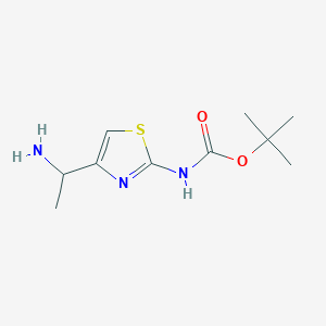 molecular formula C10H17N3O2S B2583008 Tert-butyl N-[4-(1-aminoethyl)-1,3-thiazol-2-yl]carbamate CAS No. 1522609-81-9