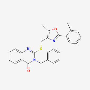 molecular formula C27H23N3O2S B2583012 3-benzyl-2-({[5-methyl-2-(2-methylphenyl)-1,3-oxazol-4-yl]methyl}sulfanyl)-3,4-dihydroquinazolin-4-one CAS No. 1114654-73-7