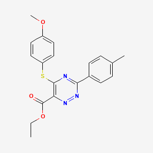 molecular formula C20H19N3O3S B2583017 Ethyl 5-[(4-methoxyphenyl)sulfanyl]-3-(4-methylphenyl)-1,2,4-triazine-6-carboxylate CAS No. 866049-03-8