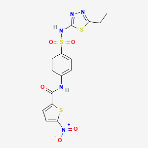 molecular formula C15H13N5O5S3 B2583048 N-[4-[(5-ethyl-1,3,4-thiadiazol-2-yl)sulfamoyl]phenyl]-5-nitrothiophene-2-carboxamide CAS No. 307505-01-7
