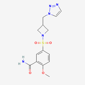 2-Methoxy-5-[3-(triazol-1-ylmethyl)azetidin-1-yl]sulfonylbenzamide