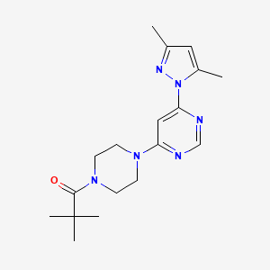 molecular formula C18H26N6O B2583062 1-(4-(6-(3,5-dimethyl-1H-pyrazol-1-yl)pyrimidin-4-yl)piperazin-1-yl)-2,2-dimethylpropan-1-one CAS No. 1172457-64-5