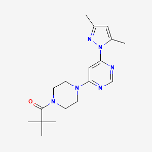 1-(4-(6-(3,5-dimethyl-1H-pyrazol-1-yl)pyrimidin-4-yl)piperazin-1-yl)-2,2-dimethylpropan-1-one