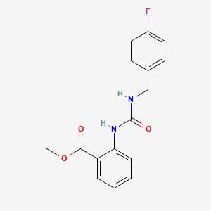 molecular formula C16H15FN2O3 B2583073 Methyl 2-({[(4-fluorobenzyl)amino]carbonyl}amino)benzenecarboxylate CAS No. 866153-40-4
