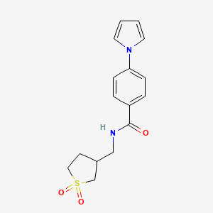 molecular formula C16H18N2O3S B2583079 N-((1,1-dioxidotetrahydrothiophen-3-yl)methyl)-4-(1H-pyrrol-1-yl)benzamide CAS No. 1211677-03-0