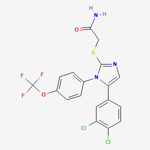 molecular formula C18H12Cl2F3N3O2S B2583082 2-((5-(3,4-dichlorophenyl)-1-(4-(trifluoromethoxy)phenyl)-1H-imidazol-2-yl)thio)acetamide CAS No. 1226444-99-0