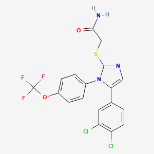 2-((5-(3,4-dichlorophenyl)-1-(4-(trifluoromethoxy)phenyl)-1H-imidazol-2-yl)thio)acetamide
