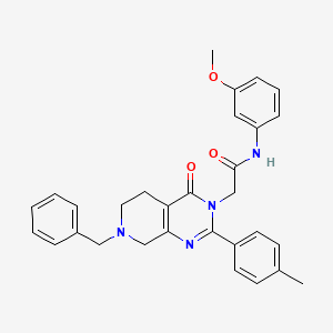molecular formula C30H30N4O3 B2583090 2-[7-benzyl-2-(4-methylphenyl)-4-oxo-3H,4H,5H,6H,7H,8H-pyrido[3,4-d]pyrimidin-3-yl]-N-(3-methoxyphenyl)acetamide CAS No. 1189977-66-9