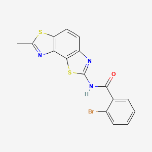 molecular formula C16H10BrN3OS2 B2583097 2-bromo-N-{11-methyl-3,10-dithia-5,12-diazatricyclo[7.3.0.0^{2,6}]dodeca-1(9),2(6),4,7,11-pentaen-4-yl}benzamide CAS No. 476631-73-9