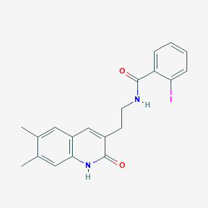 molecular formula C20H19IN2O2 B2583101 N-[2-(6,7-dimethyl-2-oxo-1H-quinolin-3-yl)ethyl]-2-iodobenzamide CAS No. 851402-98-7