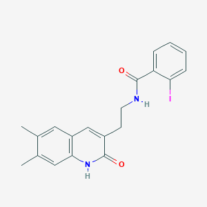N-[2-(6,7-dimethyl-2-oxo-1H-quinolin-3-yl)ethyl]-2-iodobenzamide