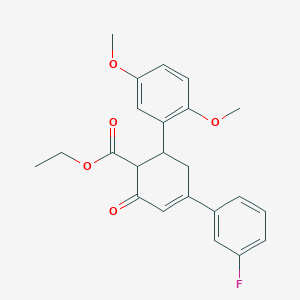 Ethyl 6-(2,5-dimethoxyphenyl)-4-(3-fluorophenyl)-2-oxocyclohex-3-ene-1-carboxylate
