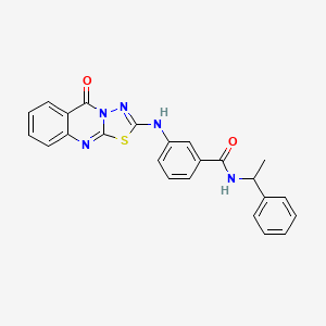 3-((5-oxo-5H-[1,3,4]thiadiazolo[2,3-b]quinazolin-2-yl)amino)-N-(1-phenylethyl)benzamide