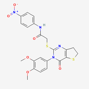 2-((3-(3,4-dimethoxyphenyl)-4-oxo-3,4,6,7-tetrahydrothieno[3,2-d]pyrimidin-2-yl)thio)-N-(4-nitrophenyl)acetamide