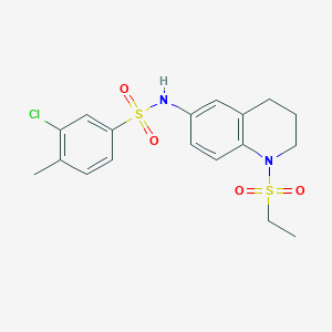 molecular formula C18H21ClN2O4S2 B2583150 3-chloro-N-(1-(ethylsulfonyl)-1,2,3,4-tetrahydroquinolin-6-yl)-4-methylbenzenesulfonamide CAS No. 946242-11-1