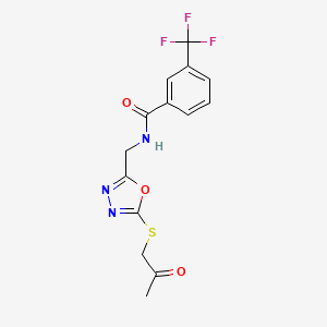 N-[[5-(2-oxopropylsulfanyl)-1,3,4-oxadiazol-2-yl]methyl]-3-(trifluoromethyl)benzamide