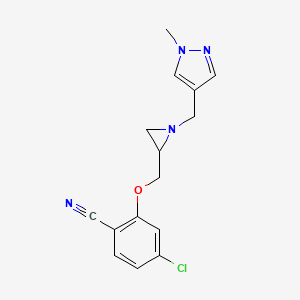 4-Chloro-2-[[1-[(1-methylpyrazol-4-yl)methyl]aziridin-2-yl]methoxy]benzonitrile