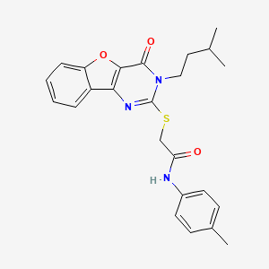 2-{[3-(3-methylbutyl)-4-oxo-3,4-dihydro[1]benzofuro[3,2-d]pyrimidin-2-yl]sulfanyl}-N-(4-methylphenyl)acetamide