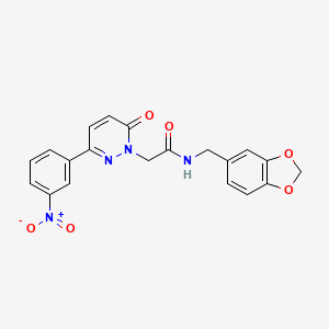 molecular formula C20H16N4O6 B2583205 N-[(2H-1,3-benzodioxol-5-yl)methyl]-2-[3-(3-nitrophenyl)-6-oxo-1,6-dihydropyridazin-1-yl]acetamide CAS No. 899739-77-6
