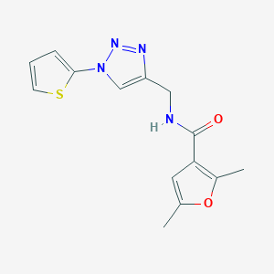 molecular formula C14H14N4O2S B2583209 2,5-dimethyl-N-((1-(thiophen-2-yl)-1H-1,2,3-triazol-4-yl)methyl)furan-3-carboxamide CAS No. 2034560-33-1