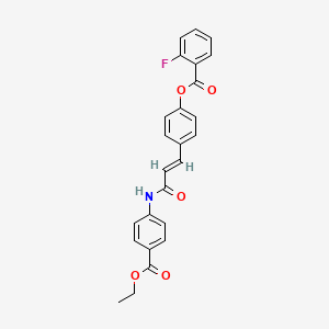 (E)-4-(3-((4-(ethoxycarbonyl)phenyl)amino)-3-oxoprop-1-en-1-yl)phenyl 2-fluorobenzoate