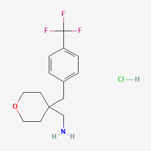molecular formula C14H19ClF3NO B2583219 (4-[4-(Trifluoromethyl)phenyl]methyloxan-4-yl)methanamine hydrochloride CAS No. 1380300-37-7