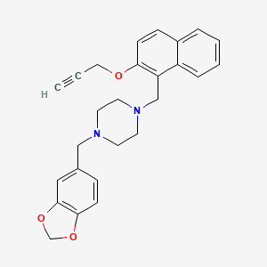 molecular formula C26H26N2O3 B2583231 1-(1,3-Benzodioxol-5-ylmethyl)-4-{[2-(2-propynyloxy)-1-naphthyl]methyl}piperazine CAS No. 866149-68-0