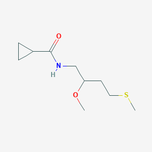 molecular formula C10H19NO2S B2583237 N-[2-methoxy-4-(methylsulfanyl)butyl]cyclopropanecarboxamide CAS No. 2310221-51-1