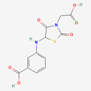 molecular formula C12H10N2O6S B2583247 3-((3-(Carboxymethyl)-2,4-dioxothiazolidin-5-yl)amino)benzoic acid CAS No. 1009163-24-9