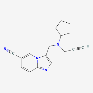 molecular formula C17H18N4 B2583252 3-[[Cyclopentyl(prop-2-ynyl)amino]methyl]imidazo[1,2-a]pyridine-6-carbonitrile CAS No. 1607323-73-8