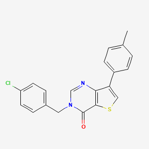 molecular formula C20H15ClN2OS B2583277 3-(4-chlorobenzyl)-7-(4-methylphenyl)thieno[3,2-d]pyrimidin-4(3H)-one CAS No. 1207007-86-0