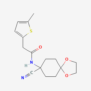 molecular formula C16H20N2O3S B2583331 N-{8-cyano-1,4-dioxaspiro[4.5]decan-8-yl}-2-(5-methylthiophen-2-yl)acetamide CAS No. 1333893-98-3