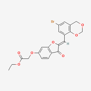 molecular formula C21H17BrO7 B2583347 (Z)-ethyl 2-((2-((6-bromo-4H-benzo[d][1,3]dioxin-8-yl)methylene)-3-oxo-2,3-dihydrobenzofuran-6-yl)oxy)acetate CAS No. 929477-64-5