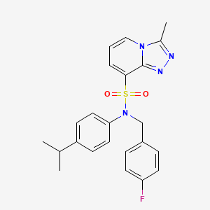 molecular formula C23H23FN4O2S B2583353 N-[(4-fluorophenyl)methyl]-3-methyl-N-[4-(propan-2-yl)phenyl]-[1,2,4]triazolo[4,3-a]pyridine-8-sulfonamide CAS No. 1251615-83-4