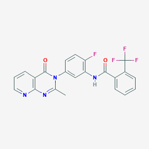 molecular formula C22H14F4N4O2 B2583371 N-(2-fluoro-5-{2-methyl-4-oxo-3H,4H-pyrido[2,3-d]pyrimidin-3-yl}phenyl)-2-(trifluoromethyl)benzamide CAS No. 921523-17-3