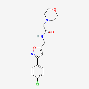 molecular formula C16H18ClN3O3 B2583388 N-{[3-(4-chlorophenyl)-5-isoxazolyl]methyl}-2-morpholinoacetamide CAS No. 478043-47-9