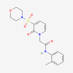 molecular formula C18H21N3O5S B2583434 2-(3-(morpholinosulfonyl)-2-oxopyridin-1(2H)-yl)-N-(o-tolyl)acetamide CAS No. 1251617-06-7