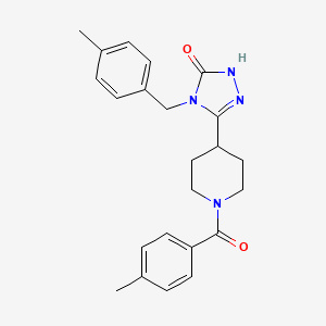 molecular formula C23H26N4O2 B2583435 5-[1-(4-methylbenzoyl)piperidin-4-yl]-4-(4-methylbenzyl)-2,4-dihydro-3H-1,2,4-triazol-3-one CAS No. 1775558-69-4